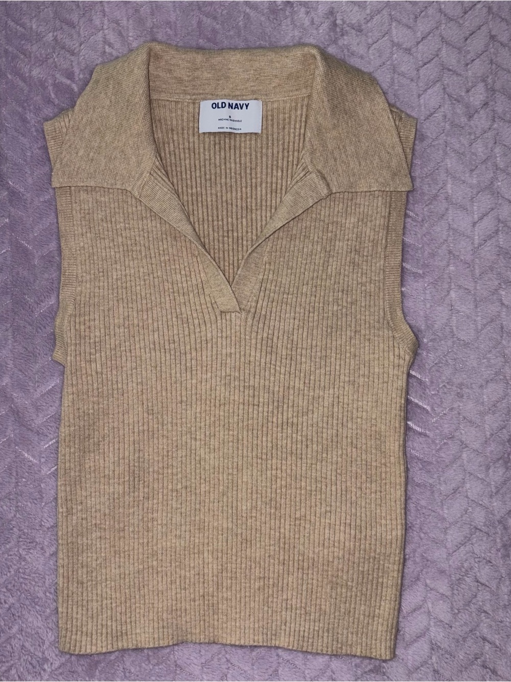 Old Navy Beige Ribbed Sleeveless Sweater